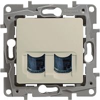 Розетка компьютерная без рамки Legrand Etika 2-м. RJ45+RJ45 5e слоновая кость картинка